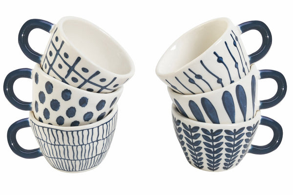 prezzo Set de 6 Tasses à Café 90 ml en Grès VdE Tivoli 1996 Bleu Masai