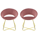 Set 2 Sedie Vintage 58x64x83 cm in Tessuto Effetto Velluto Greta Rosa antico