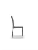 Set 4 Sedie Leda 42x52x96 cm in Tessuto Easy-Clean Gambe Rivestite in Tinta Grigio Scuro      