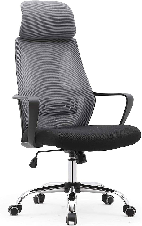 Chaise de bureau de direction 63x62x117 cm en tissu résille noir et gris prezzo