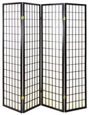 Separè Divisorio in Carta di Riso 4 Ante Nero