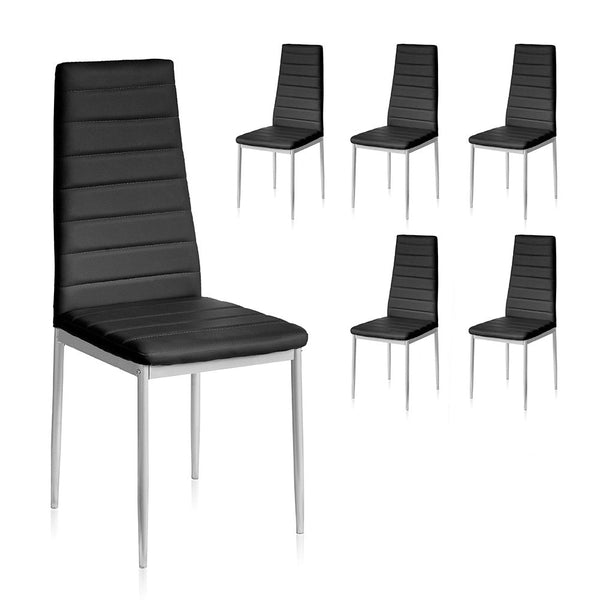 prezzo Lot de 6 chaises d'intérieur noires 41x41x96 cm en simili cuir