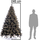 Albero di Natale Luxury 240 cm 1434 Punte Nero e Oro Base a Croce Design Premium