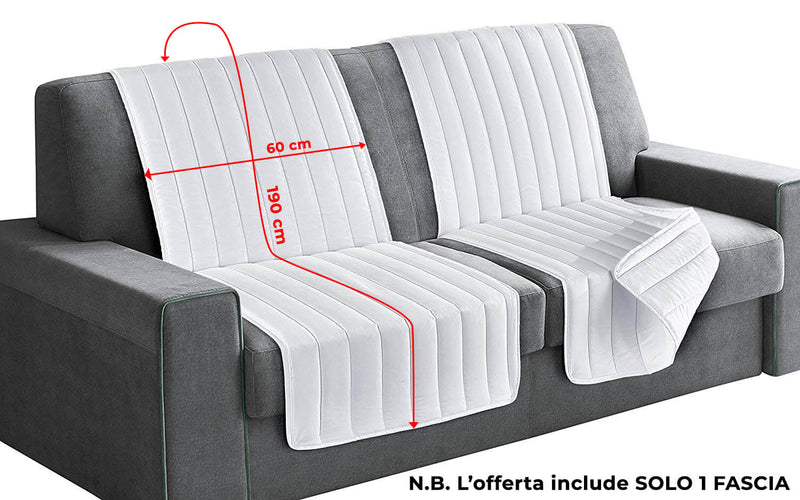 Copridivano a Fascia Doubleface Trapuntato 60x190cm Grigio Chiaro/Royal