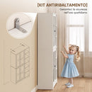 Credenza da Cucina 90x35x172 cm Mobile Dispensa con 4 Ante in Vetro Soft-Close 6 Ripiani Aperti in MDF Bianco      