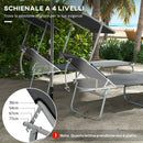 Set 2 Sdraio da Giardino 187x58x36 cm Pieghevoli con Tettuccio Regolabile in Tessuto Oxford e Metallo Grigio      