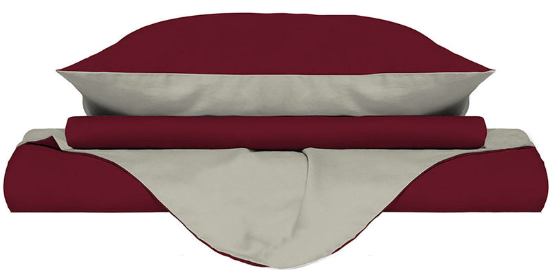 Copripiumino con Sacco e Federe Doubleface Bordeaux\/Panna Varie Misure