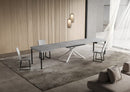 Tavolo Allungabile 140-400x90x74 cm Niket Cemento Gambe Bianche