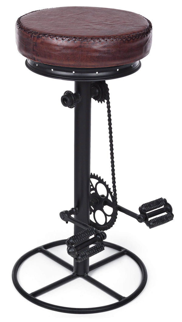 Tabouret de Bar H80 cm en Acier Assise en Cuir Véritable Cycle Noir online