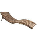 Lettino Prendisole Ondulato Paraiso 190x62x49 cm a Doghe in Legno Teak