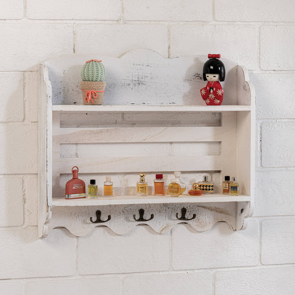 Etagère porte-clés en bois 50x10x44 Bretagne Blanc acquista