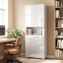 Credenza da Cucina Alta 68x34x180 cm Mobile Dispensa con Ante Soft-Close in MDF Bianco Lucido      