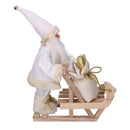 Pupazzo Babbo Natale in Tessuto con slitta regali bianco oro cm 33x12xh30