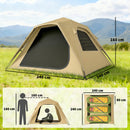 Tenda Pop-Up per 2-3 Persone 240x240x160 cm con Finestre in Rete e Borsa in Tessuto Oxford 210D UPF50+ Cachi      