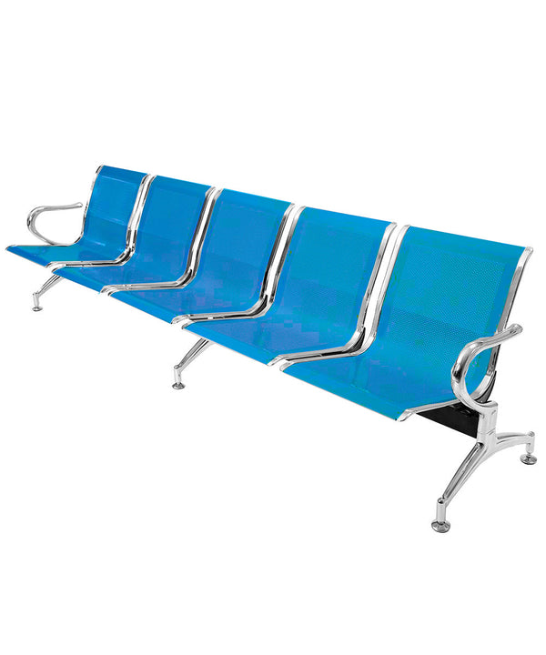 online Banc de salle d'attente 5 places en acier bleu