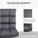 Poltrona da Terra 55x71x53,5 cm con Schienale Reclinabile fino 180° e Imbottitura Spessa in Velluto Grigio Scuro      