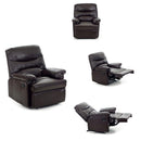 Poltrona Relax Reclinabile Manuale Rivestimento in Cuoio Diana Marrone