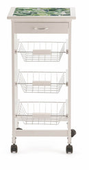 Carrello da Cucina Salvaspazio 37x37x76 cm 3 Ceste in Legno Soriani Cactus Bianco