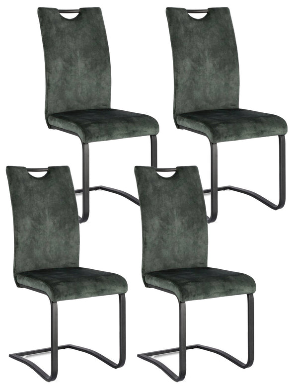 sconto Lot de 4 chaises Kenneth en velours vert foncé 42x56x102h cm