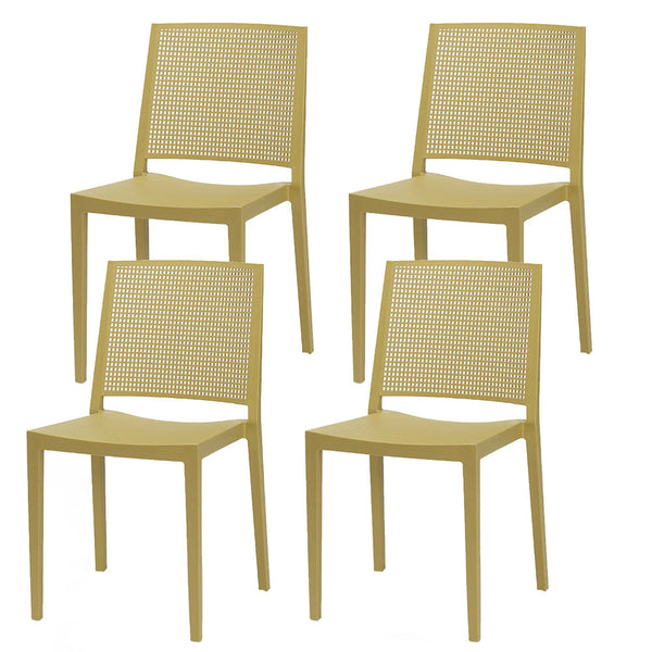 Lot de 4 Chaises Empilables 81x46x56 cm en Polypropylène et Fibre de Verre Porto Moutarde sconto