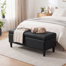 Cassapanca Pouf Contenitore Poggiapiedi 136 L 110x41x42 cm in Finta Pelle Adatta agli Animali Domestici Nero      