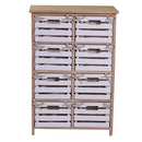 Cassettiera 8 Cassetti in Legno 58x30x85cm Arianna Naturale e Bianca