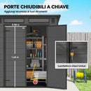 Casetta Box da Giardino 182x182x196 cm a 2 Ingressi con 3 Finestre e Prese d'Aria in PP e Alluminio Grigio Scuro      