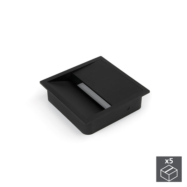 Emuca Passe-fils de table carré encastrable en plastique noir 85 x 85 mm 5 pièces sconto
