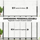 Legnaia da Esterno 235x31x116 cm con Telo Impermeabile e Struttura Regolabile in Metallo Nero      