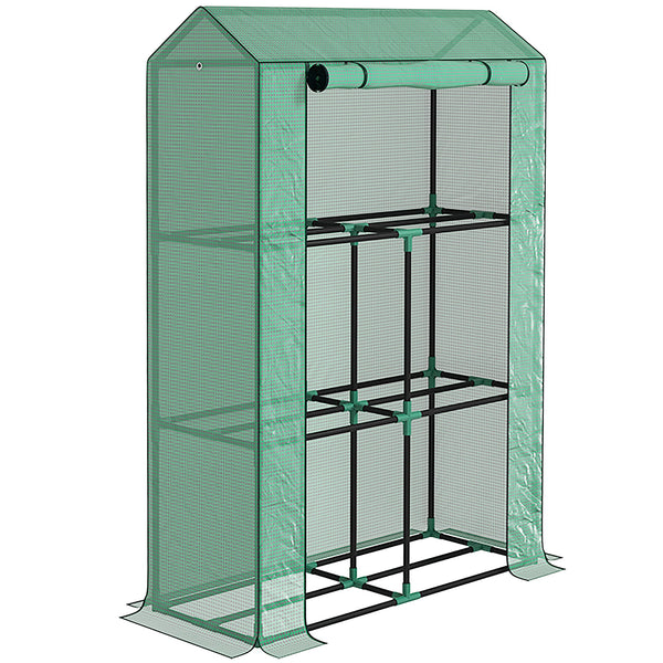 acquista Serra da Giardino a 3 Livelli 100x40x150 cm con Copertura in PE Anti-UV e Porta Avvolgibile Verde