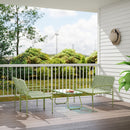 Set Salotto da Giardino con Divanetto Poltrone e Tavolino con Piano in Vetro in Rattan PE Verde   