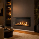 Camino a Bioetanolo da Incasso ad Angolo 120x30x50 cm Urano Lato Sinistro Struttura in Acciaio Nero