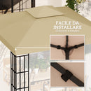 Tetto di Ricambio per Gazebo 3x3 m a 2 Livelli e Resistente ai Raggi UV Beige      
