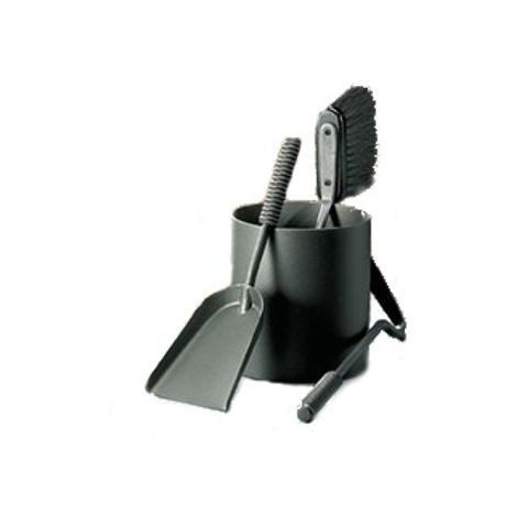 Set Paletta Scopino e Attizzatoio per Stufa in Ferro con Contenitore Belfer 795 Antracite