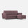 Canapé 3 places avec pouf 212x155x85 cm Yasel en tissu prune
