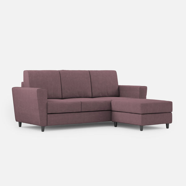 sconto Canapé 3 places avec pouf 212x155x85 cm Yasel en tissu prune