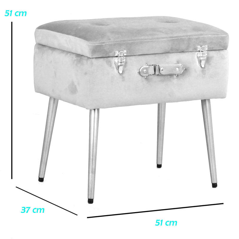 Pouf Valigetta 51x37x51 cm in Velluto Rosa