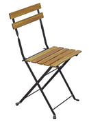 Set Tavolo e 2 Sedie da Giardino Pieghevoli Bistrò in Ferro e Legno di Acacia