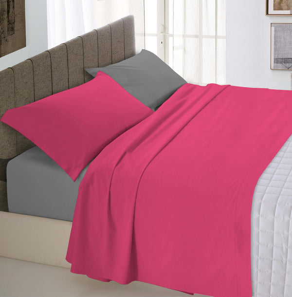 prezzo Set de Draps et Taies d'Oreiller Double Face Fraise/Fumée