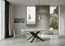 Tavolo Allungabile 160-420x90x77 cm Volantis Premium Bianco Frassino Telaio Antracite 