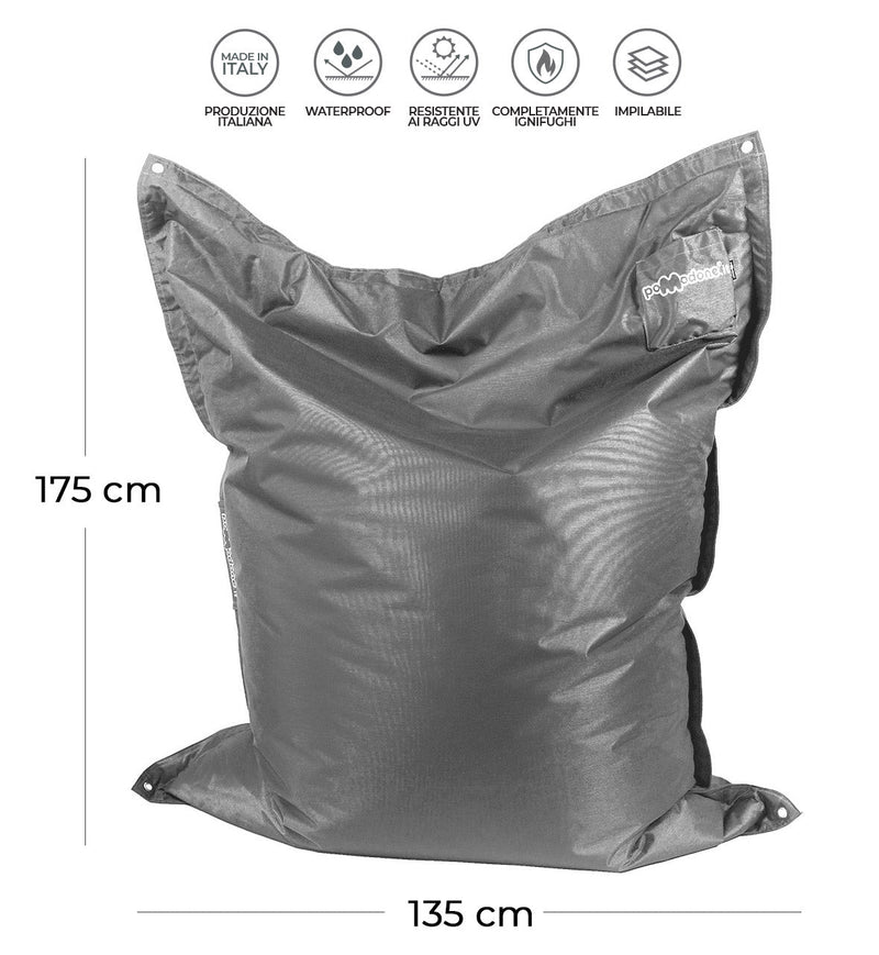 Cuscinone Poltrona Pouf Gigante 175x135 cm in Acrilico Pomodone Nero