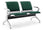 Banc de salle d'attente 2 places pour bureau avec coussin en acier et simili cuir argenté/vert forêt