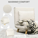 Poltrona Letto Singolo Reclinabile 72x78x79 cm con Cuscino in Tessuto Effetto Lino Beige 