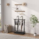 Portaombrelli 50x24x68 cm con Vaschetta per l'Acqua 21 Fori e 24 Ganci in Acciaio Nero   