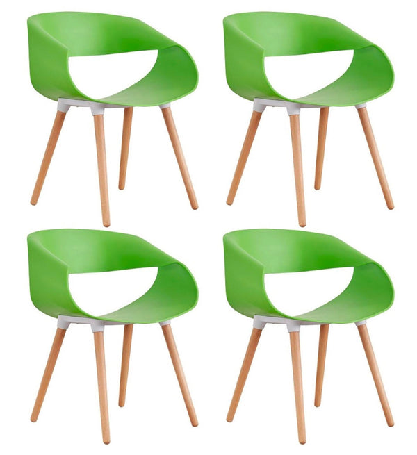 Set 4 Sedie in Polipropilene 45x71x60 cm Gambe in Faggio Fold Verde online