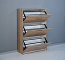 Scarpiera Salvaspazio 3 Ante Doppia Profondità 18 Paia 65x25x99,6 cm in Truciolare Nobilitato Rovere Sonoma
