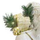 Babbo Natale Bianco e Oro Abito in Velluto 120Hcm con Luci e Suoni