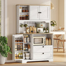 Credenza da Cucina 100x40x62 cm con 3 Armadietti 2 Cassetti e Portaspezie in Legno Ingegnerizzato Bianco      