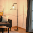 Lampada da Terra 44x34x154 cm in Metallo e Rattan Nero