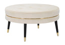 Puff Paris xxl Crema/Oro Ø90x46 cm in Legno Spugna Oro e Nero